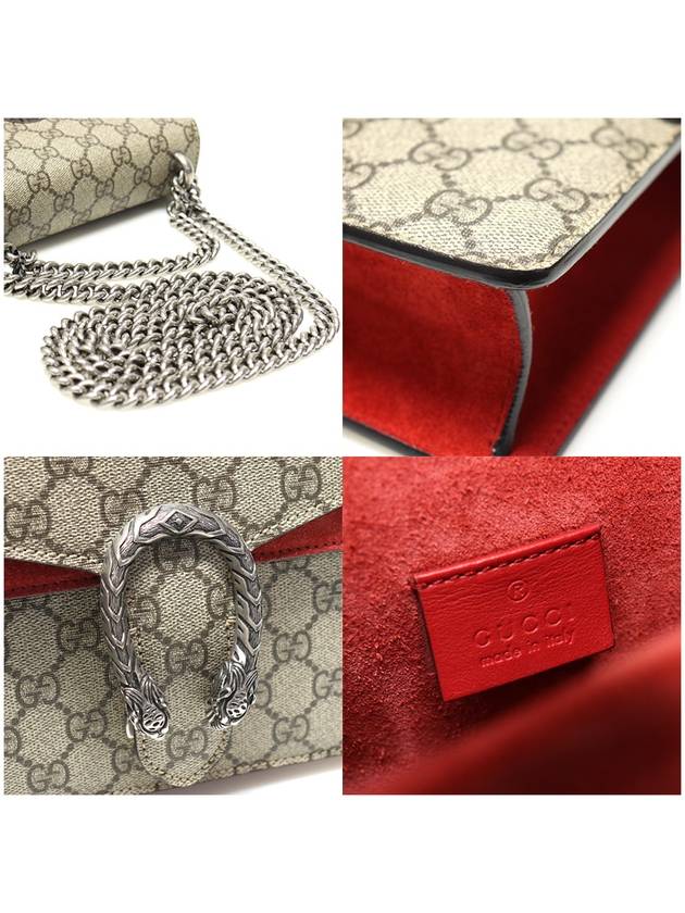 Gucci 421970 GG Supreme Canvas Red Suede Dionysus Mini Chain Shoulder Bag - GUCCI - BALAAN 7