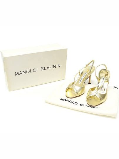 Manolo Blahnik Metallic Gold Leather Strap Heel Women s Sandals 35 - MANOLO BLAHNIK - BALAAN 2