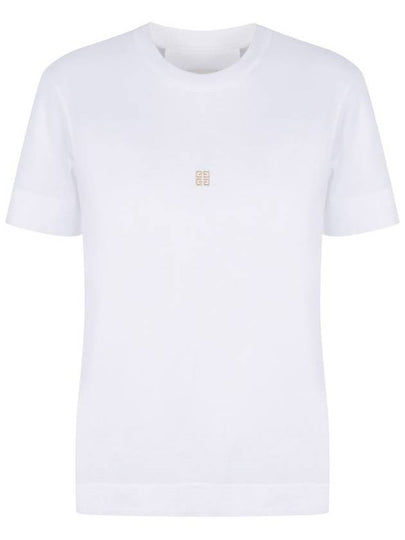 Embroidered Logo Cotton Short Sleeve T-Shirt White - GIVENCHY - BALAAN 2