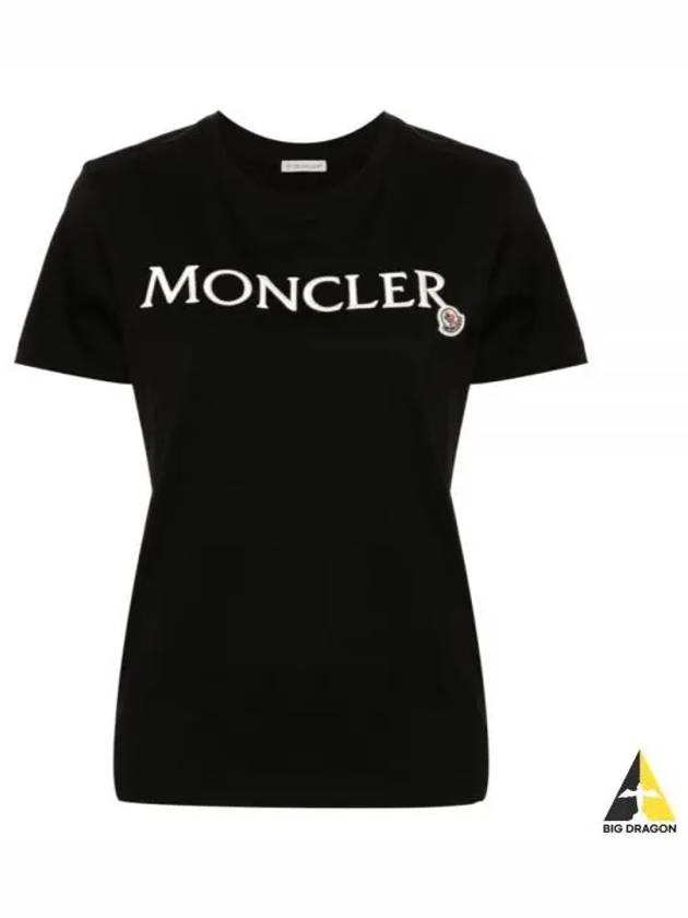 Women's Embroidered Logo Short Sleeve T-Shirt Black - MONCLER - BALAAN 2