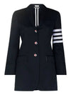 Women's RWB Diagonal Armband Cotton Jacket Navy - THOM BROWNE - BALAAN.