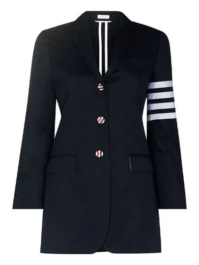 Women's RWB 4 Bar Cotton Button Jacket Navy - THOM BROWNE - BALAAN 2