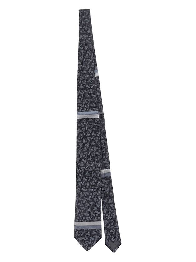 All Over Logo Silk Jacquard Tie Black - VIVIENNE WESTWOOD - BALAAN 2