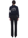 Floral Intarsia Cotton Cardigan Navy - THOM BROWNE - BALAAN 6