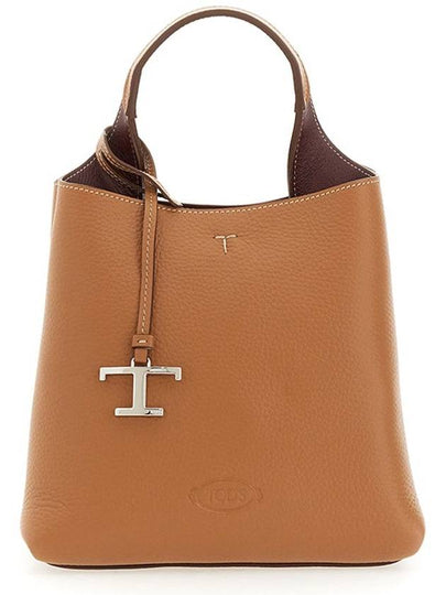 Logo Mini Leather Tote Bag Brown - TOD'S - BALAAN 2