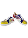 Graffiti Leather Suede Spike Low Top Sneakers - CHRISTIAN LOUBOUTIN - BALAAN 4