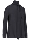 Scarf Neck Long Sleeve Silk Blouse Black - VALENTINO - BALAAN 3