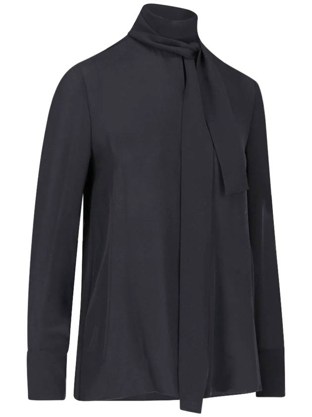 Scarf Neck Long Sleeve Silk Blouse Black - VALENTINO - BALAAN 3