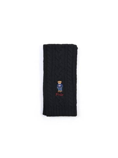 Embroidered Bear Cable Knit Wool Muffle Black - POLO RALPH LAUREN - BALAAN 2