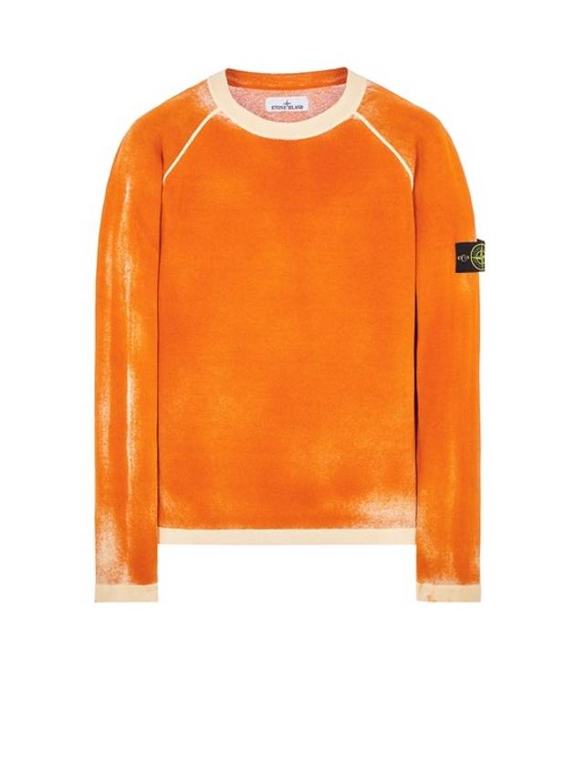 Hand Sprayed Airbrush Treatment Badge Crewneck Knit Top Orange - STONE ISLAND - BALAAN 1