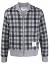 Men's Double Face Tartan Wool Bomber Jacket Grey - THOM BROWNE - BALAAN 2