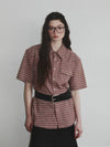 Western Checked Pattern Shirt_Burgundy_W - KINETO - BALAAN 2