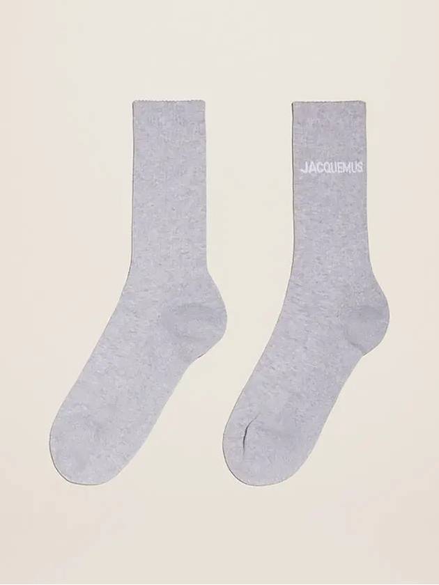 Les Chaussettes Ribbed Crew Socks Grey - JACQUEMUS - BALAAN 3