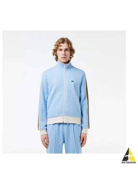 Men s Monogram Jacquard Track Jacket Light Blue - LACOSTE - BALAAN 1