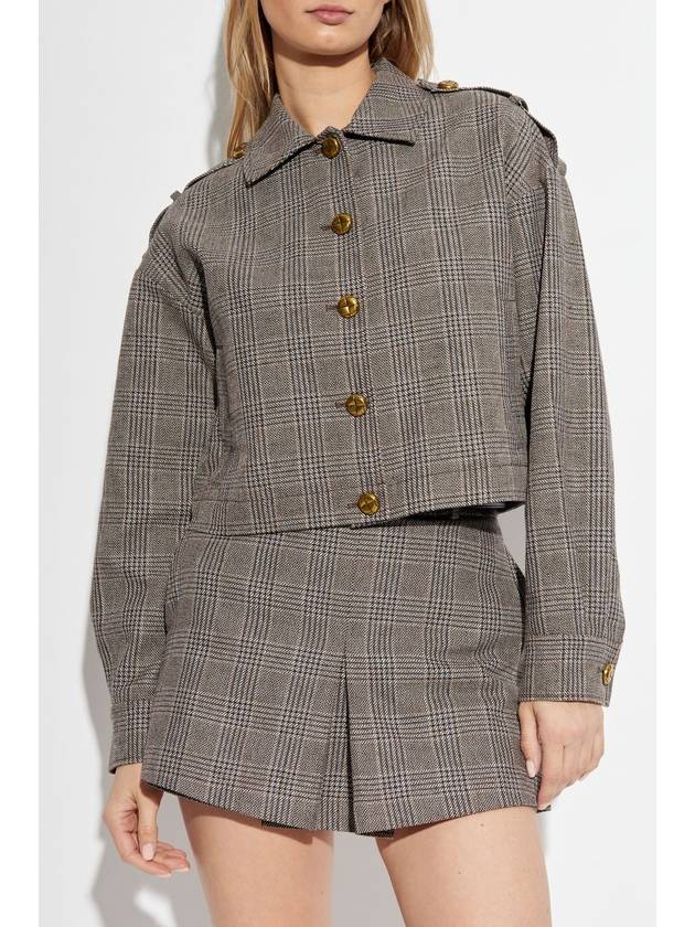 Self Portrait Jacket With Check Pattern, Women's, Brown - SELF PORTRAIT - BALAAN 3