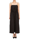 Strap Cotton Poplin Long Dress Black - GANNI - BALAAN.