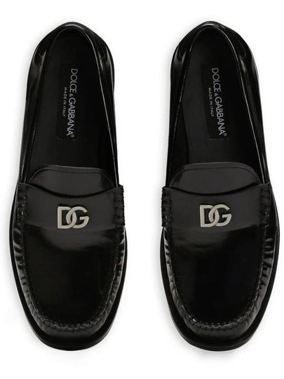 Dolce & Gabbana Glossy Calf Leather Loafers With Logo Plaque - DOLCE&GABBANA - BALAAN 2