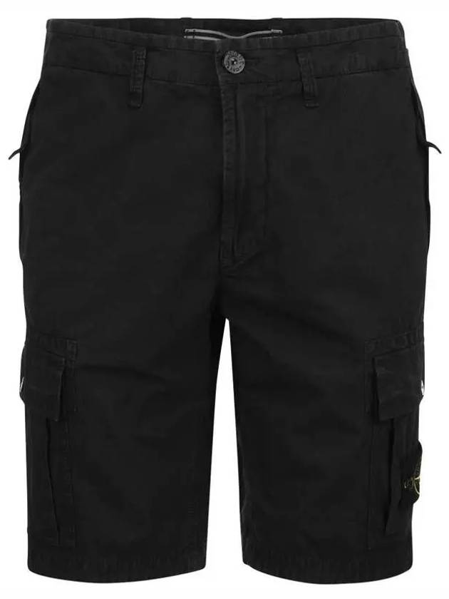 Men's Wappen Patch Pocket Bermuda Cargo Shorts Black - STONE ISLAND - BALAAN 2