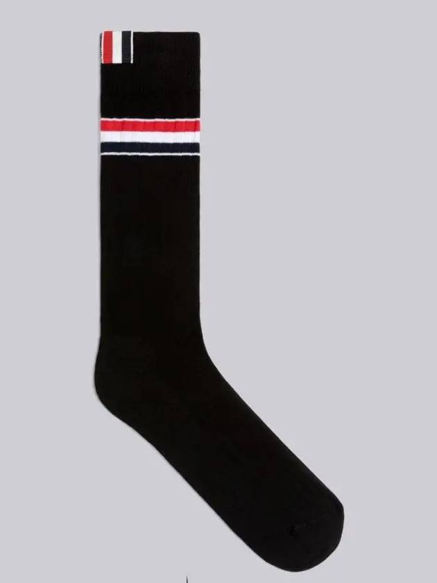 Athletic Striped Ribbed Cotton Socks Black - THOM BROWNE - BALAAN 4