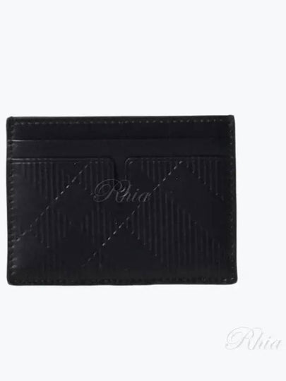 Checked Leather Card Wallet Black - BURBERRY - BALAAN 2