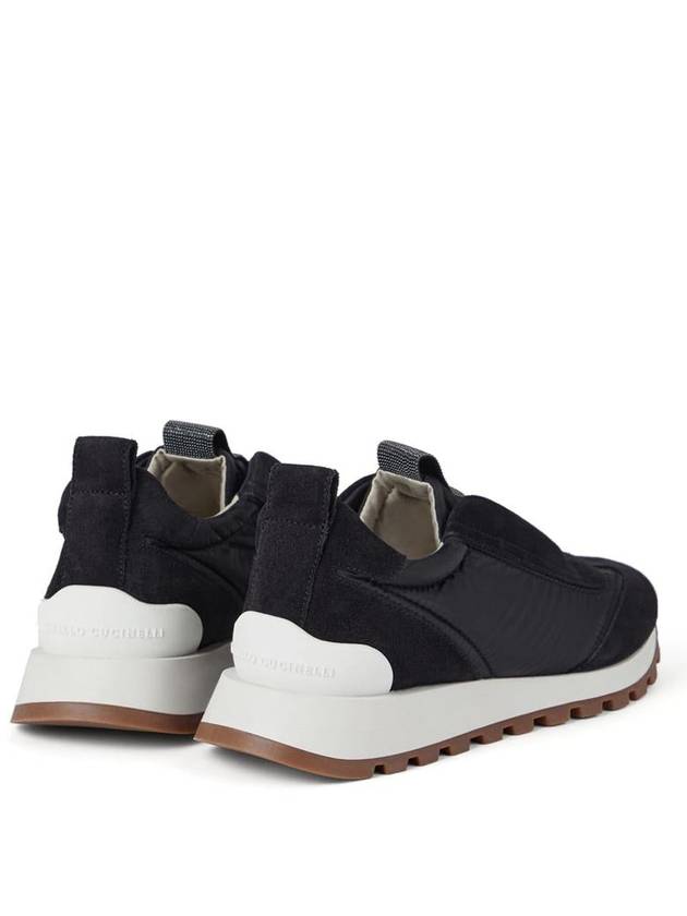 Suede Techno Runner Low Top Sneakers Black - BRUNELLO CUCINELLI - BALAAN 4