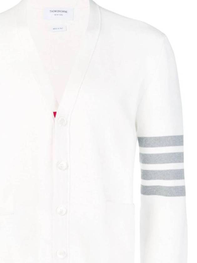 Milano Stitch 4 Bar Cardigan White - THOM BROWNE - BALAAN 3