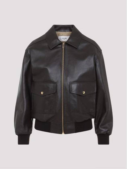 Loose Aviator Soft Lambskin Blouson Jacket Ebene - CELINE - BALAAN 2