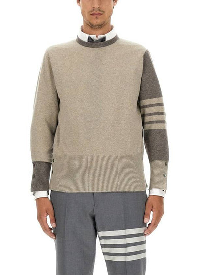 Fun Mix 4 Bar Cashmere Knit Top Beige - THOM BROWNE - BALAAN 2