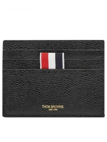 Pebble Grain Leather Stripe Note Compartment Card Wallet Black - THOM BROWNE - BALAAN 2