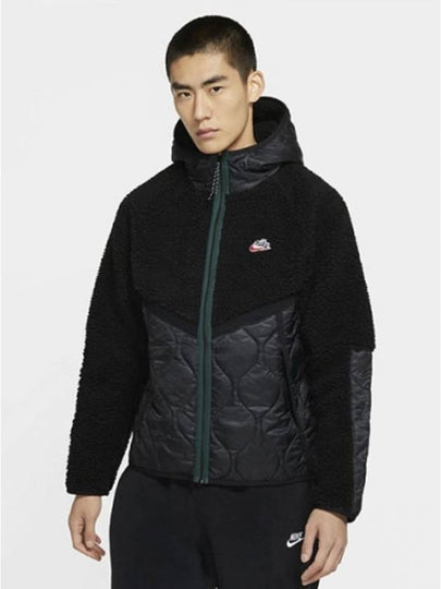 Sherpa Heritage Fleece Hooded Jacket Black - NIKE - BALAAN 2