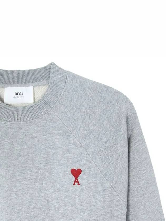 Cotton Heart Logo Sweatshirt Grey - AMI - BALAAN 6