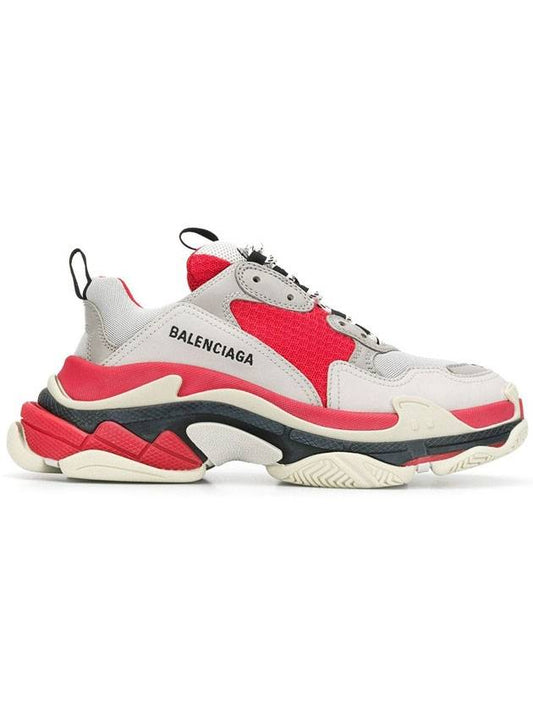 Women's Triple S Low Top Sneakers Gray Red - BALENCIAGA - BALAAN.