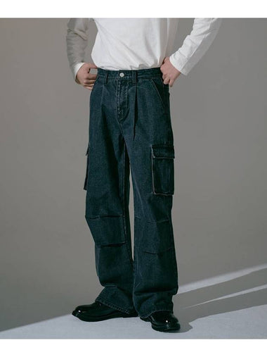 Utility cargo black denim pants_wide fit - BLONDNINE - BALAAN 1