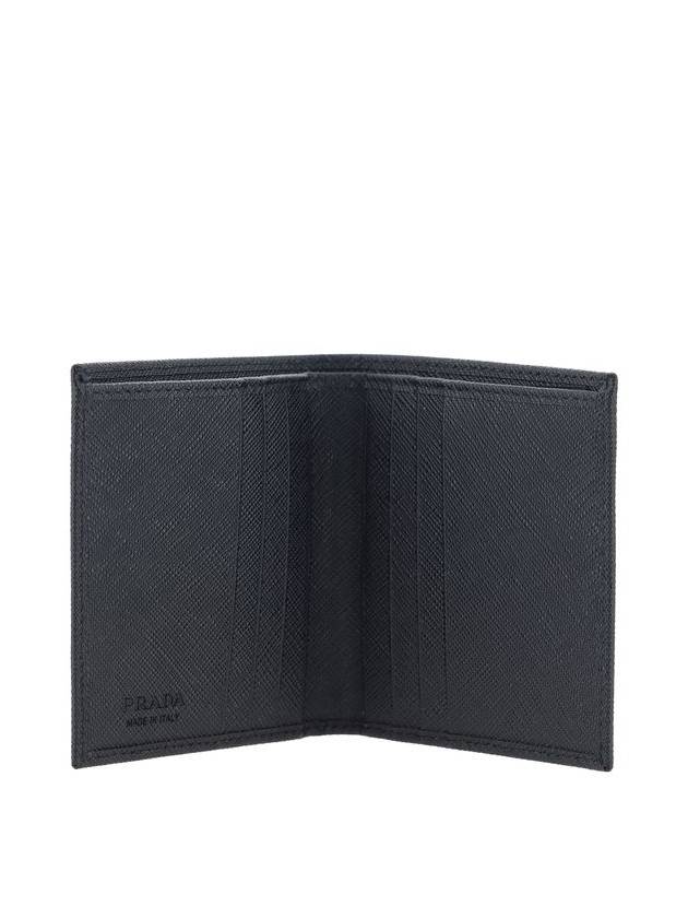 Triangle Logo Saffiano Half Wallet Black - PRADA - BALAAN 5