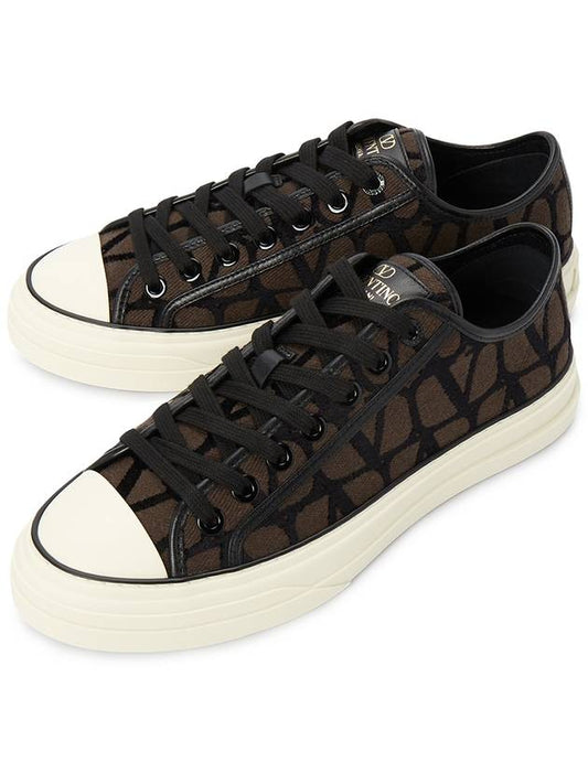 Toile Iconographe Low Top Sneakers Brown - VALENTINO - BALAAN 2