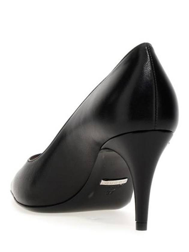 Leather Mid Heel Pumps Black - GUCCI - BALAAN 3