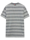 Men's Striped Midweight Jersey Short Sleeve T-Shirt Grey - THOM BROWNE - BALAAN 3