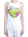 Graphic Rib Heart Tank Cotton Sleeveless White - GANNI - BALAAN 1