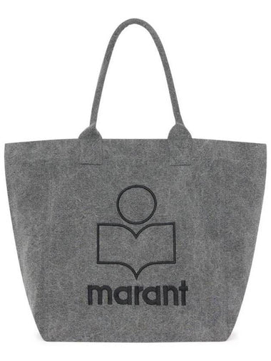 Yenky Logo Washed Cotton Tote Bag Grey - ISABEL MARANT - BALAAN 1