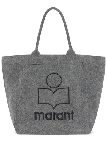 Yenky Logo Washed Cotton Tote Bag Grey - ISABEL MARANT - BALAAN 1