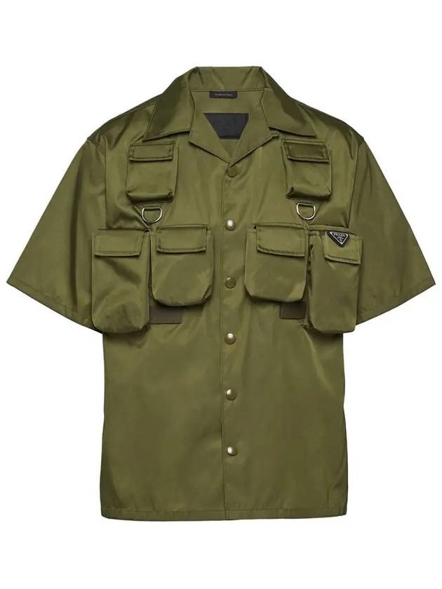 Short Sleeved Re Nylon Shirt Dark Green - PRADA - BALAAN 2