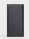 Men's Vertical Coin Compartment Grained Calfskin Long Wallet Black - CELINE - BALAAN 4