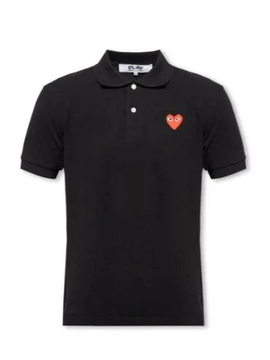 Red Heart Wappen Polo Shirt Black - COMME DES GARCONS - BALAAN 2