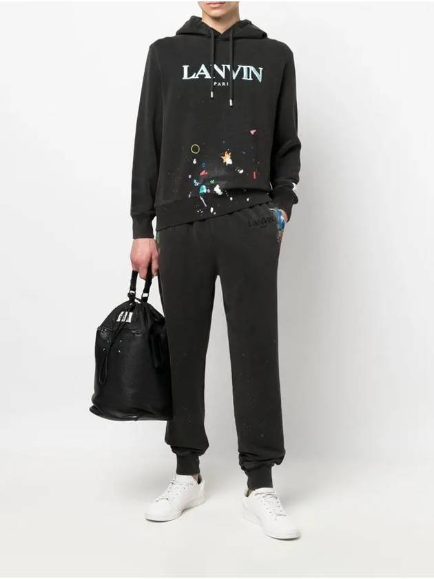 X Gallery Department Logo Embroidery Painting Sweatshirt Hooded Sweatshirt Washed Black TOG698 S1 - LANVIN - BALAAN 6