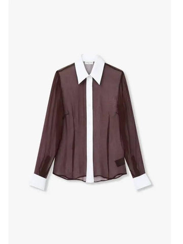 Women s Color Trimming Silk Blouse Wine - DRIES VAN NOTEN - BALAAN 1