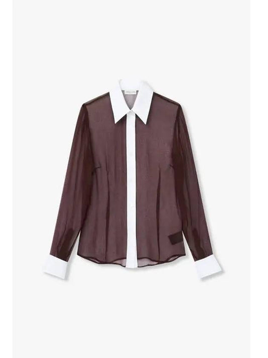 Women s Color Trimming Silk Blouse Wine - DRIES VAN NOTEN - BALAAN 1