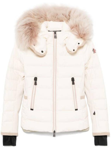 Women s Lamoura Hooded Shearling Short Down Padding White Ivory - MONCLER - BALAAN 1