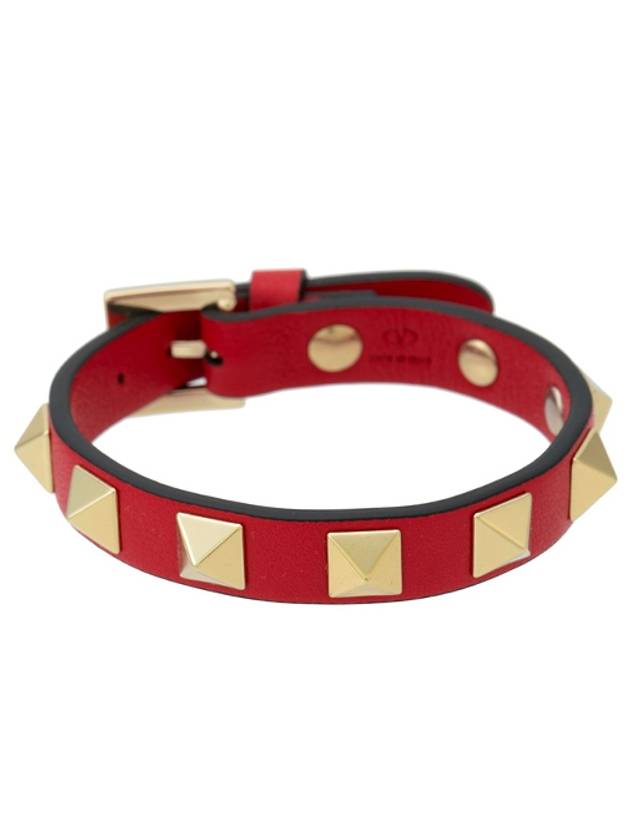 Rockstud Leather Bracelet Red - VALENTINO - BALAAN 2