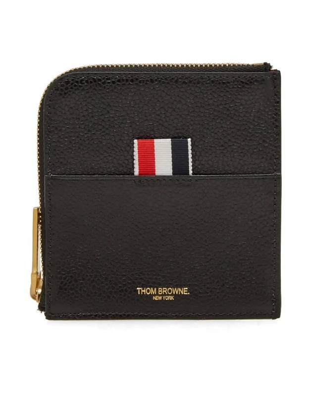 Grain Zipper Card Wallet Black - THOM BROWNE - BALAAN.