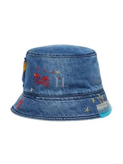 Embroidered Star Denim Bucket Hat Blue - MARNI - BALAAN 2